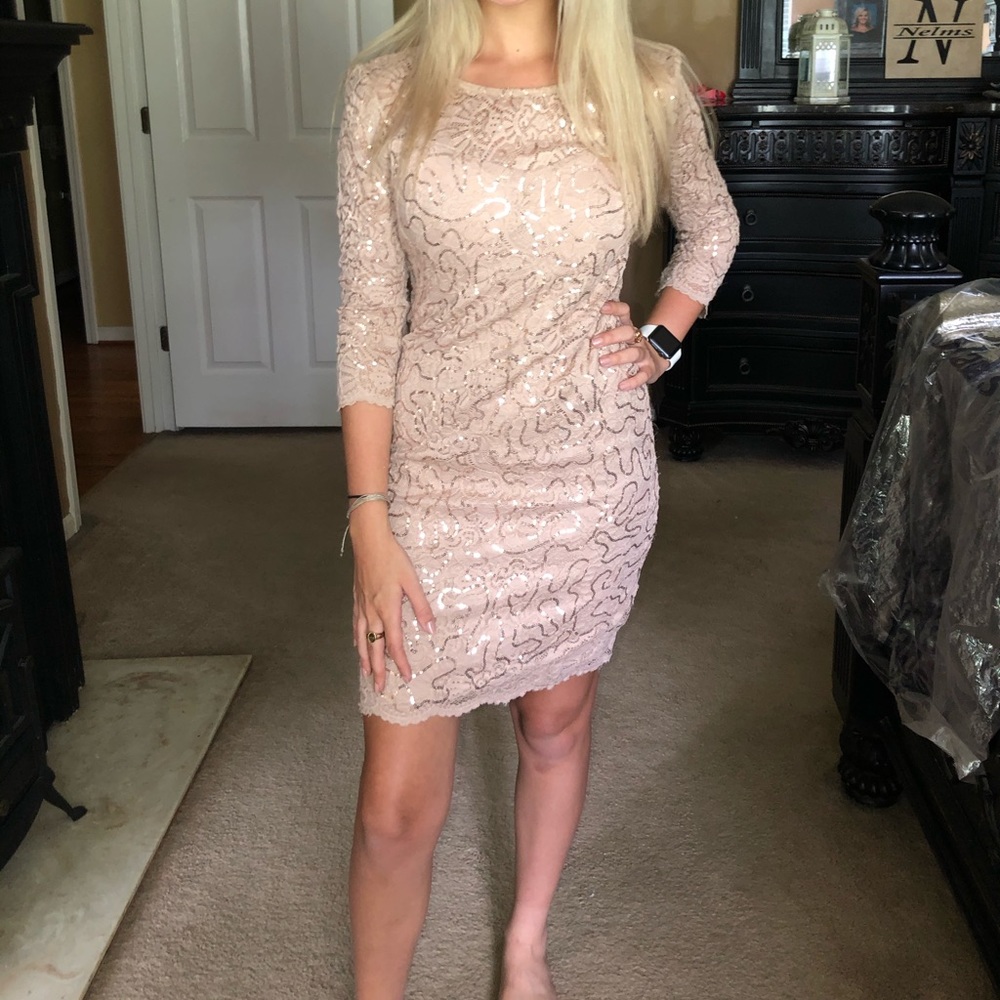 Nude with sequin dress